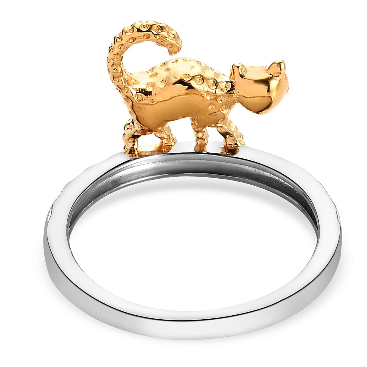 Platinum and 18K Vermeil Yellow Gold Plated Sterling Silver Cat Band Ring