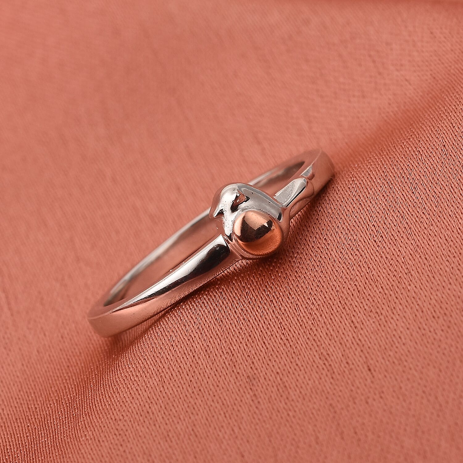 Rose Gold and Platinum and Overlay Sterling Silver Robin Bird Ring