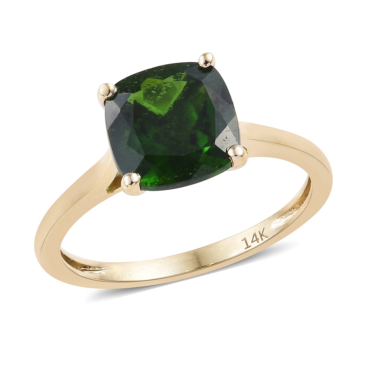 New York Close Out 14K Yellow Gold AAA Chrome Diopside (Cus) Solitare Ring 2.000 Ct.
