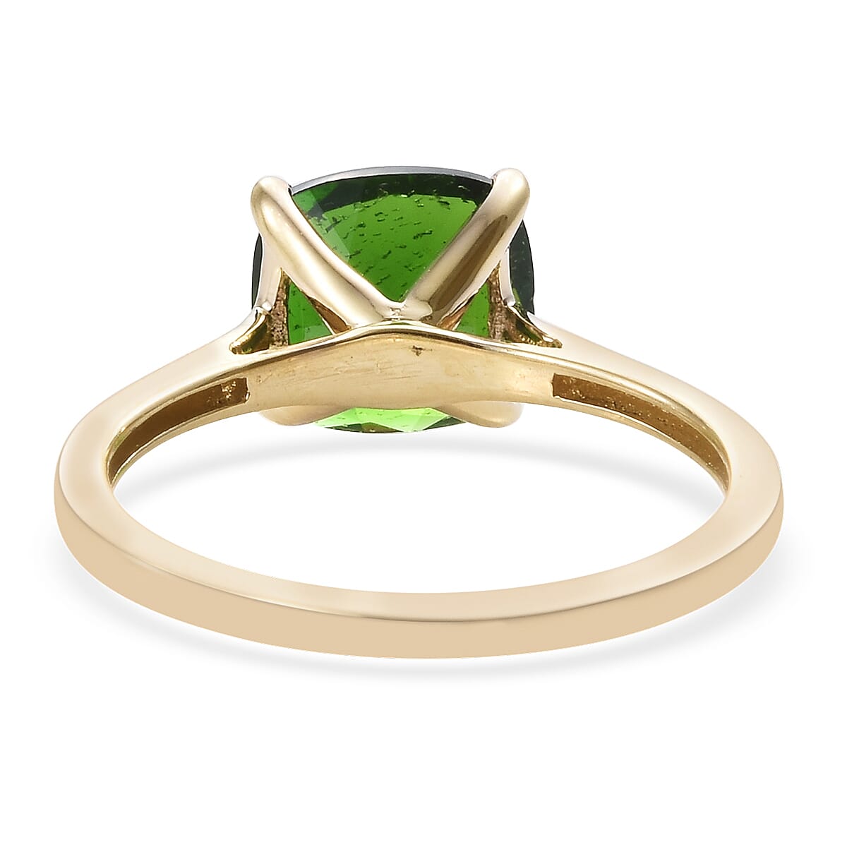 New York Close Out 14K Yellow Gold AAA Chrome Diopside (Cus) Solitare Ring 2.000 Ct.