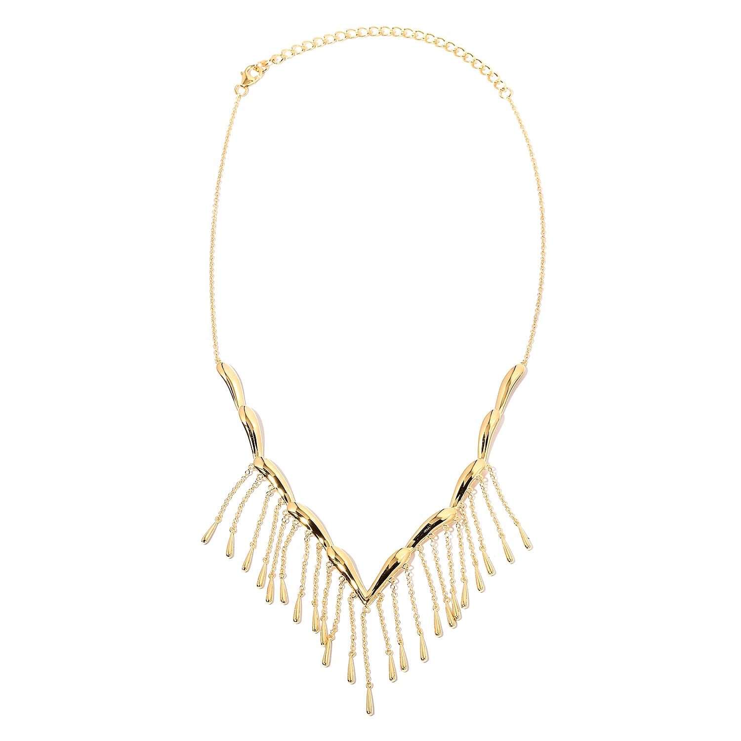 Lucy Q Yellow Gold Overlay Sterling Silver Falling Drip Necklace (Size 16 and 4 inch Extender), Silver wt 21.86 Gms.