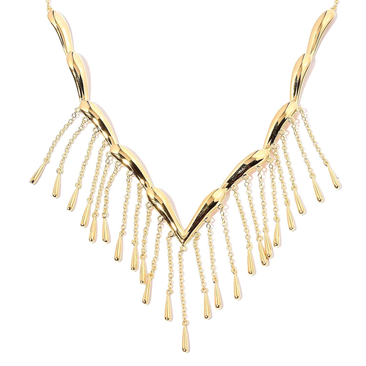 Lucy Q Yellow Gold Overlay Sterling Silver Falling Drip Necklace (Size 16 and 4 inch Extender), Silver wt 21.86 Gms.