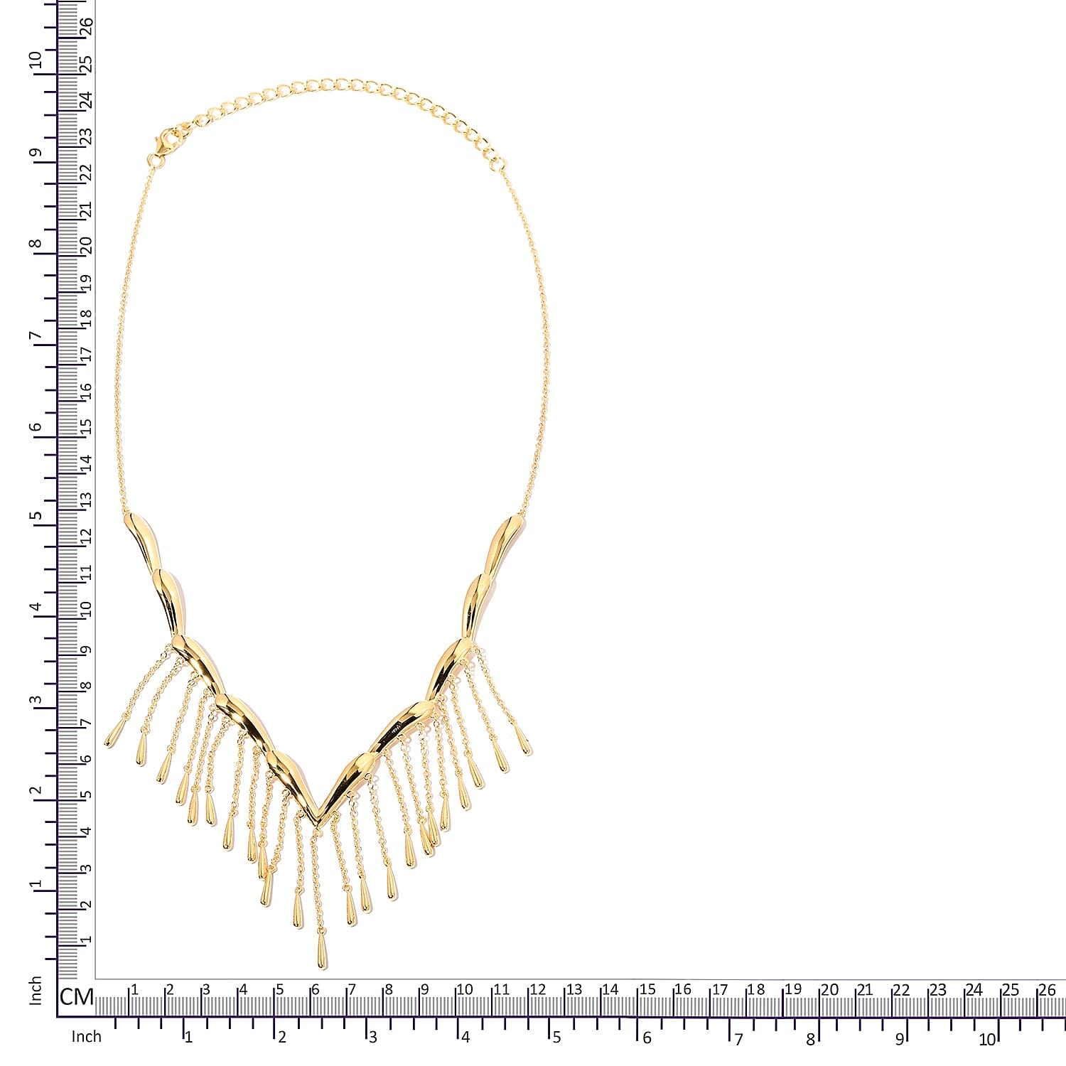 Lucy Q Yellow Gold Overlay Sterling Silver Falling Drip Necklace (Size 16 and 4 inch Extender), Silver wt 21.86 Gms.