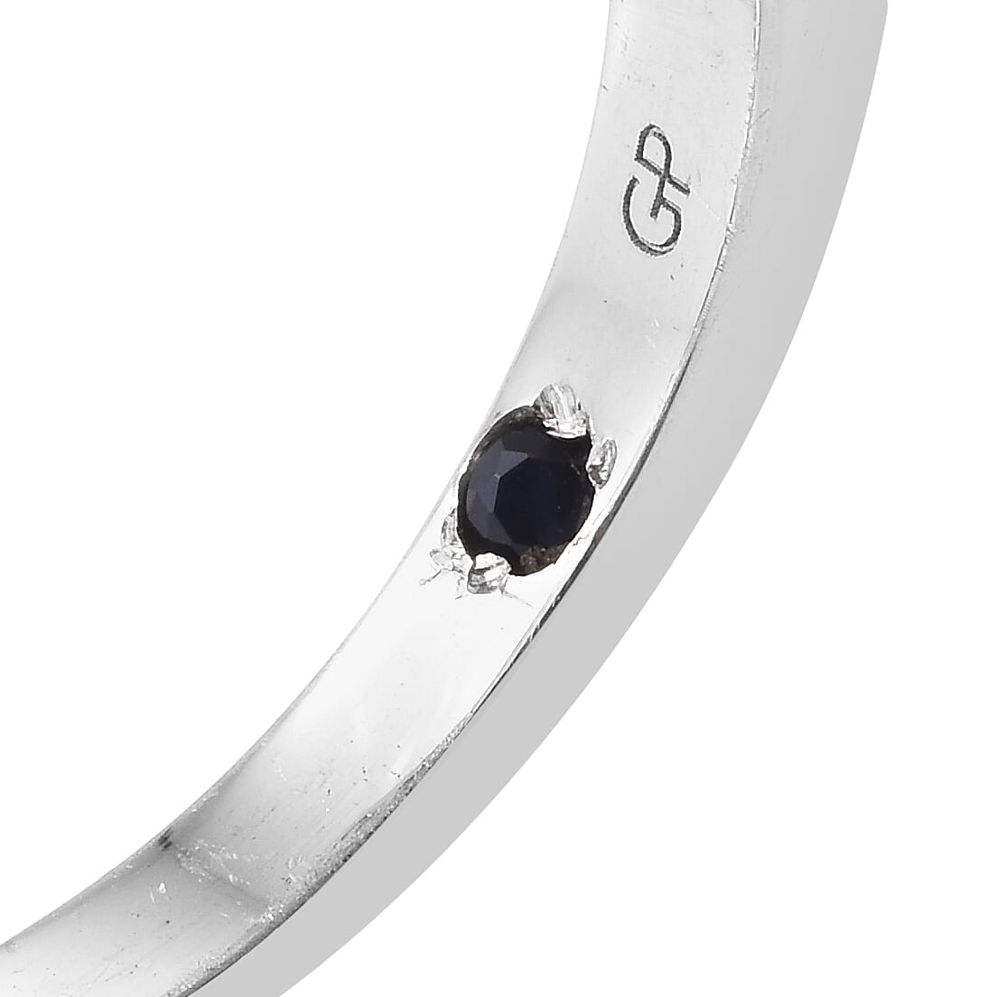 GP Rainbow Colour Diamond (Bgt), Kanchanaburi Blue Sapphire Ring in Black and Platinum Overlay Sterling Silver 0.520 Ct.