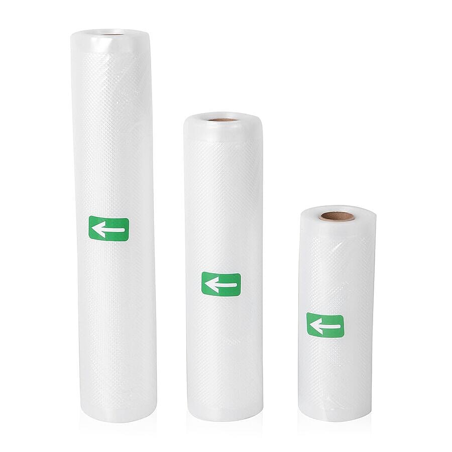 Set of 3 - Vacuum Sealer Rolls (Size 28x500 cm, 22x500 cm and 15x500 cm) 5 Meters Each