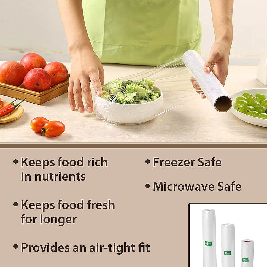 Set of 3 - Vacuum Sealer Rolls (Size 28x500 cm, 22x500 cm and 15x500 cm) 5 Meters Each