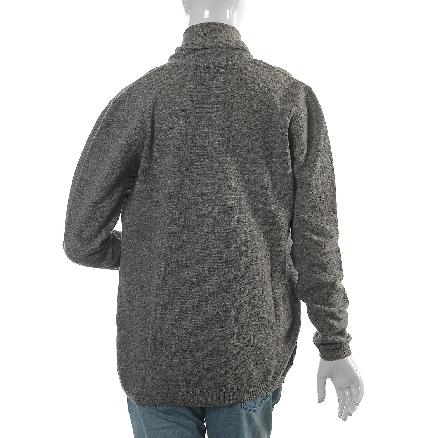 80% Lamb Wool and 20% Nylon Graphite Melange Waterfall Cardigan (Size 70x52.7 Cm)