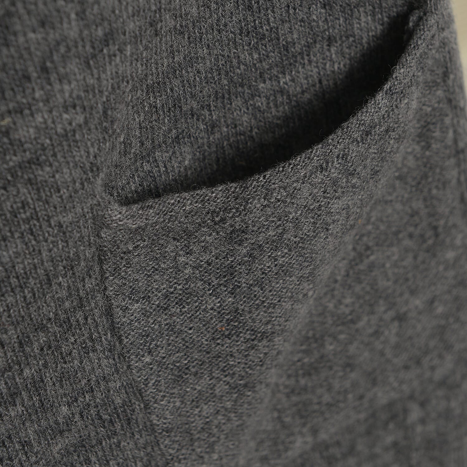 80% Lamb Wool and 20% Nylon Graphite Melange Waterfall Cardigan (Size 70x52.7 Cm)