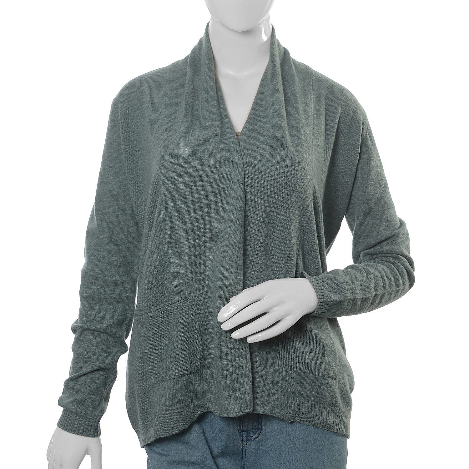 80% Lamb Wool and 20% Nylon Mallard Green Waterfall Cardigan