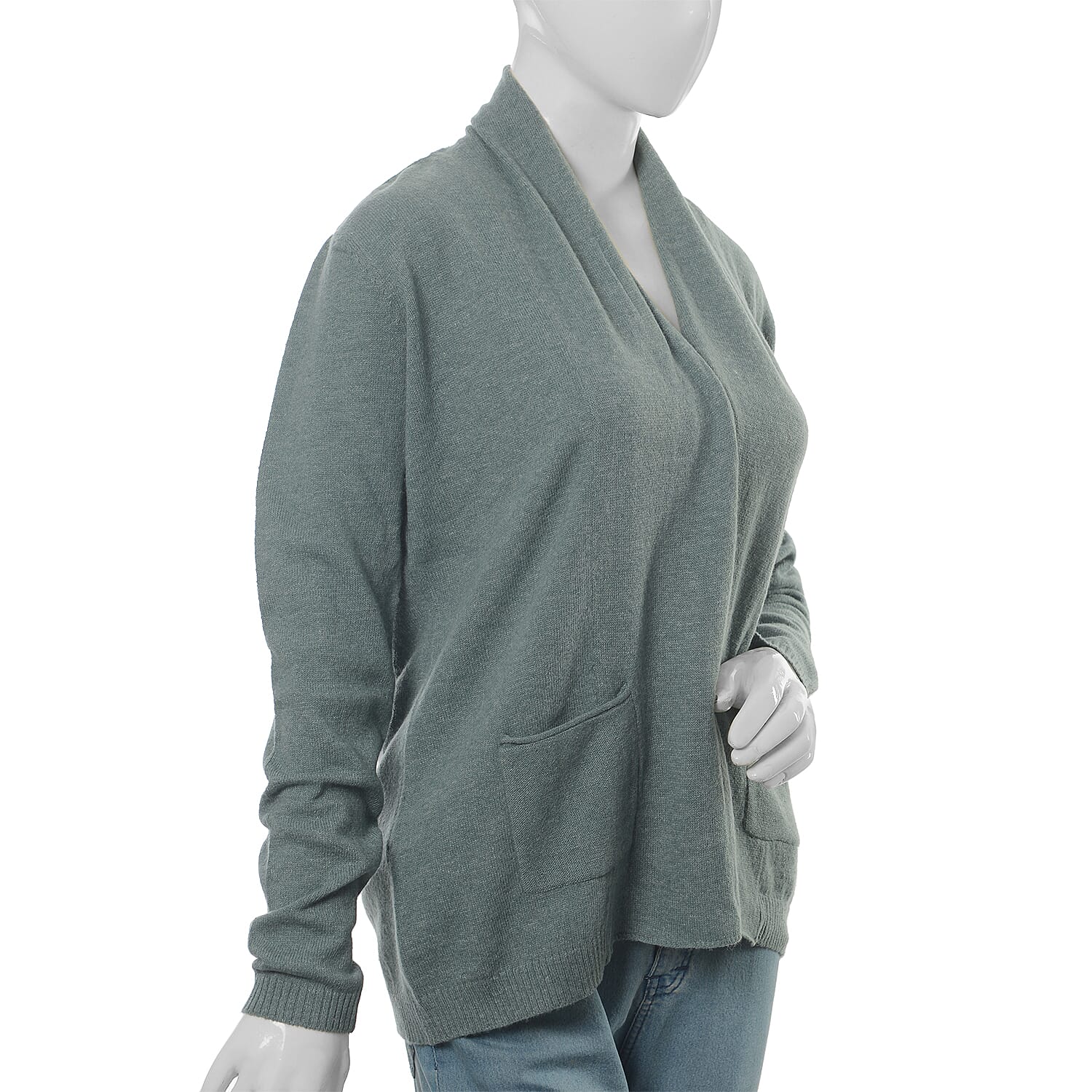 80% Lamb Wool and 20% Nylon Mallard Green Waterfall Cardigan