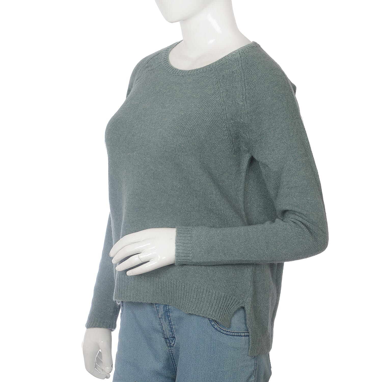 80% Wool Mallard Green Colour Top (Size S, 52.3x63.5cm)