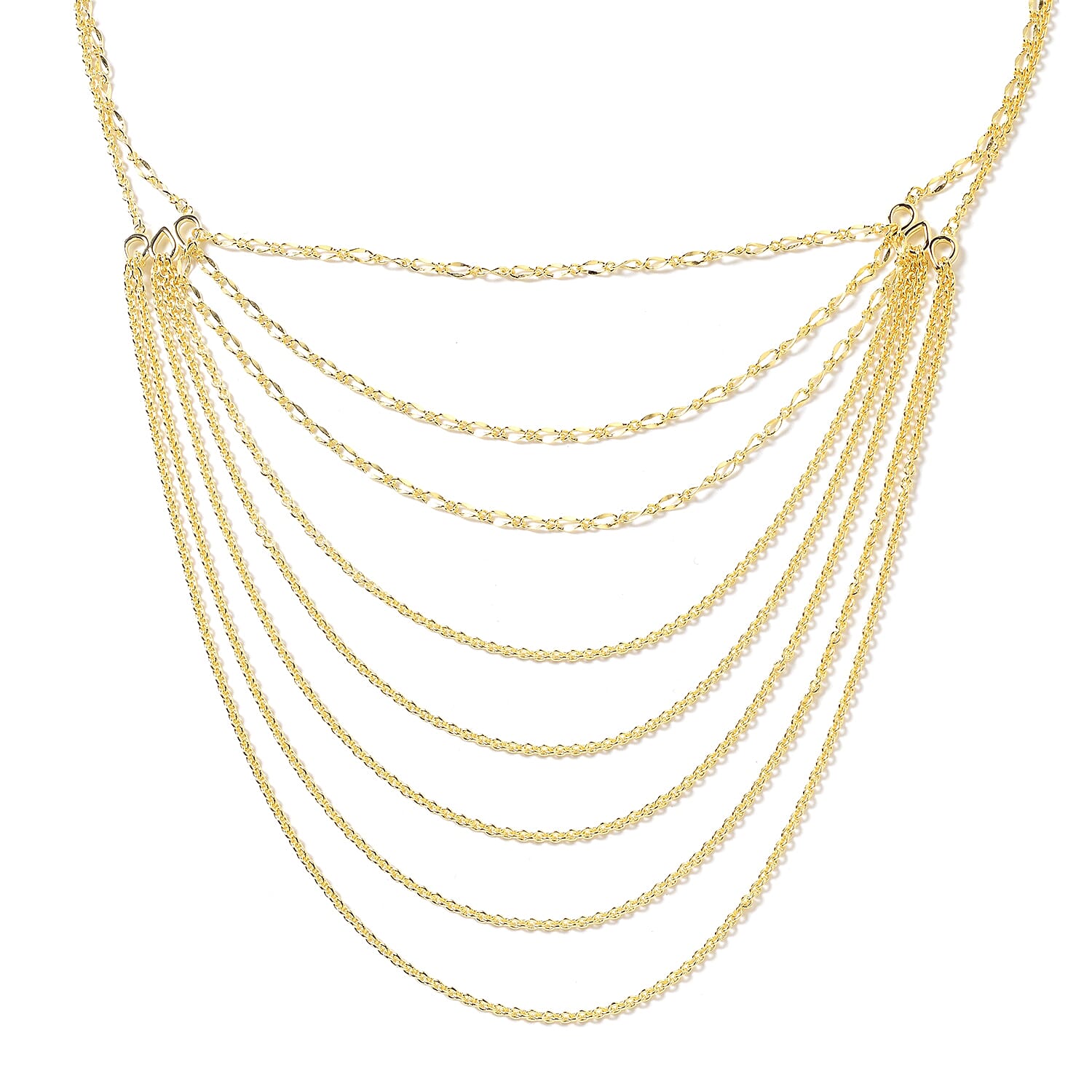 Lucy Q Yellow Gold Overlay Sterling Silver Multi Strand Necklace (Size 18 and 5 inch Extender), Silver wt 19.88 Gms.