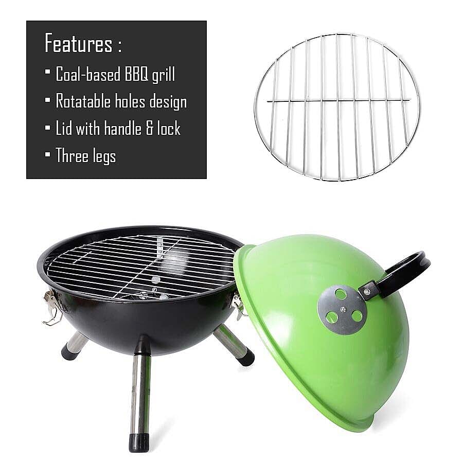 Portable Barbeque Grill (Size: D32xH42.5 Cm) - Green
