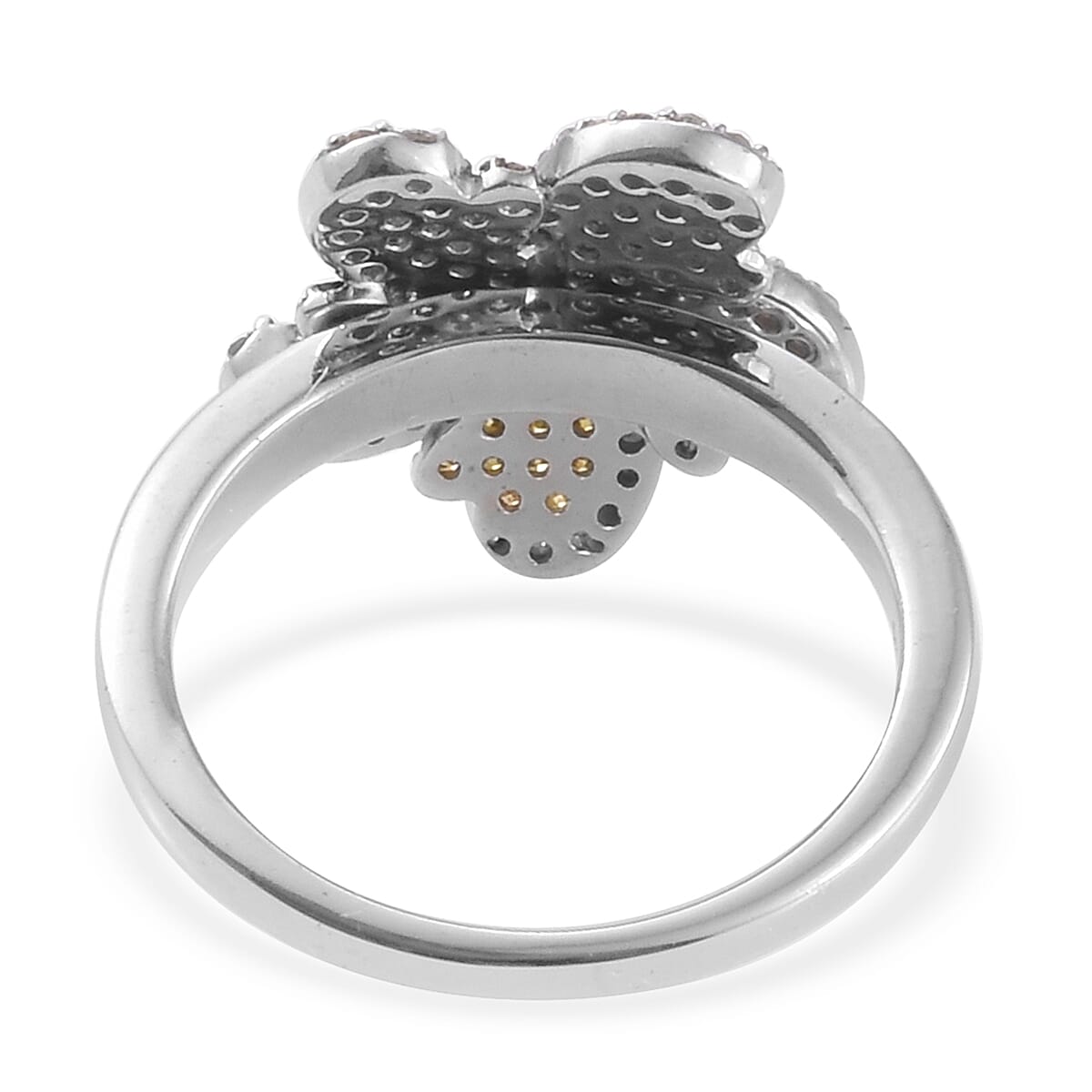 Designer Inspired - Multi Colour Diamond (Rnd) Ring in Platinum Overlay Sterling Silver 0.500 Ct, Number of Diamonds 100.