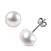 White Pearl (9-10mm) Solitaire Stud Earrings in Platinum Plated Silver