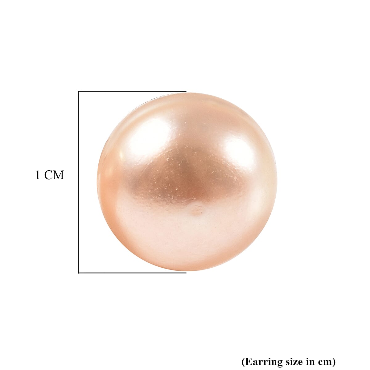 Peach Fresh Water Pearl Stud Earrings With Push Back in Rhodium Overlay Sterling Silver 7.00 Ct