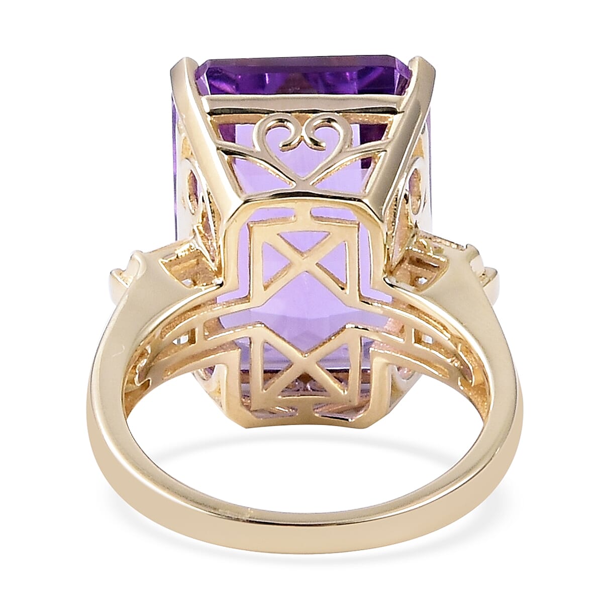 Cocktail Collection- 9K Yellow Gold AAAA Bolivian Amethyst (Oct 18x13 mm), Diamond Ring 16.760 Ct.