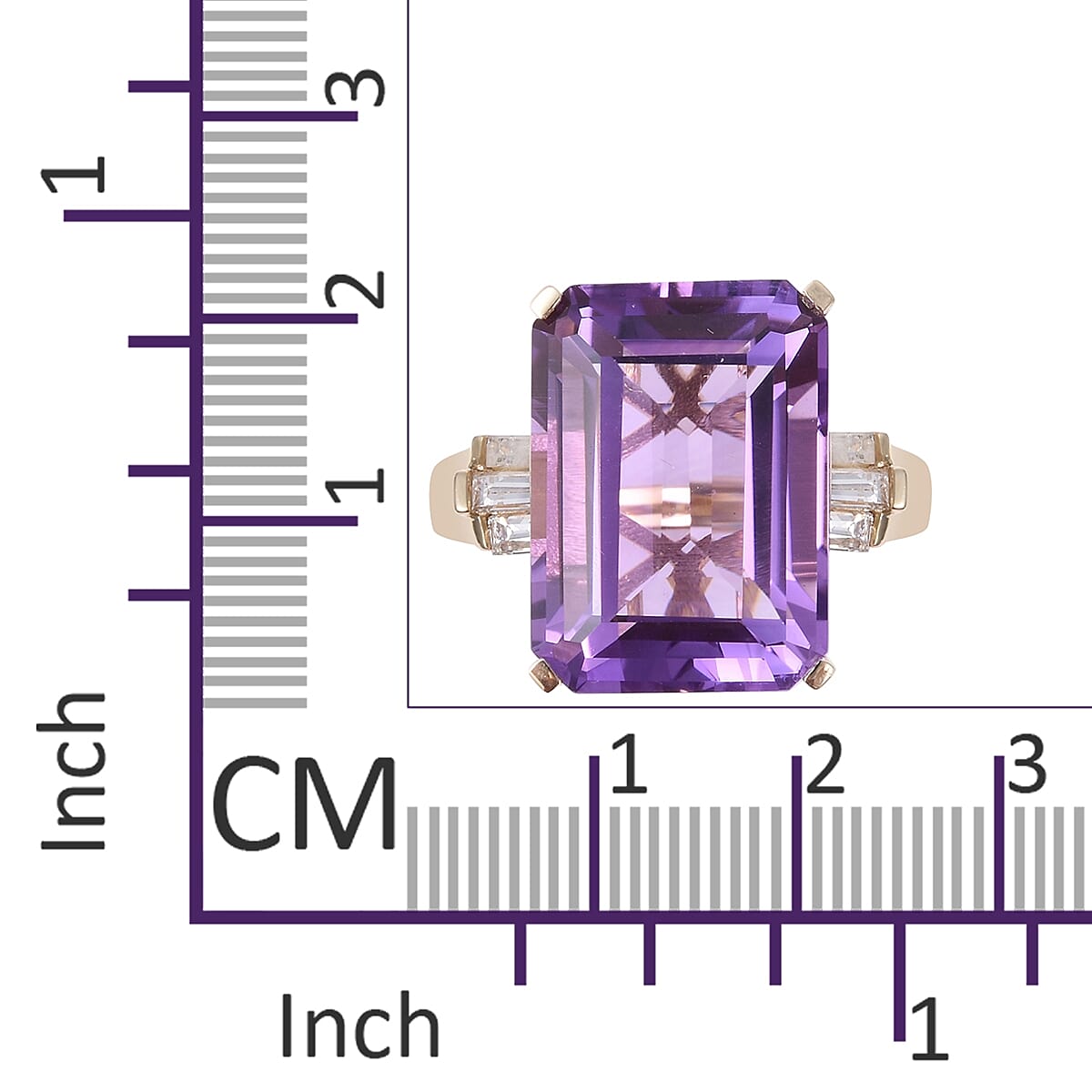 Cocktail Collection- 9K Yellow Gold AAAA Bolivian Amethyst (Oct 18x13 mm), Diamond Ring 16.760 Ct.