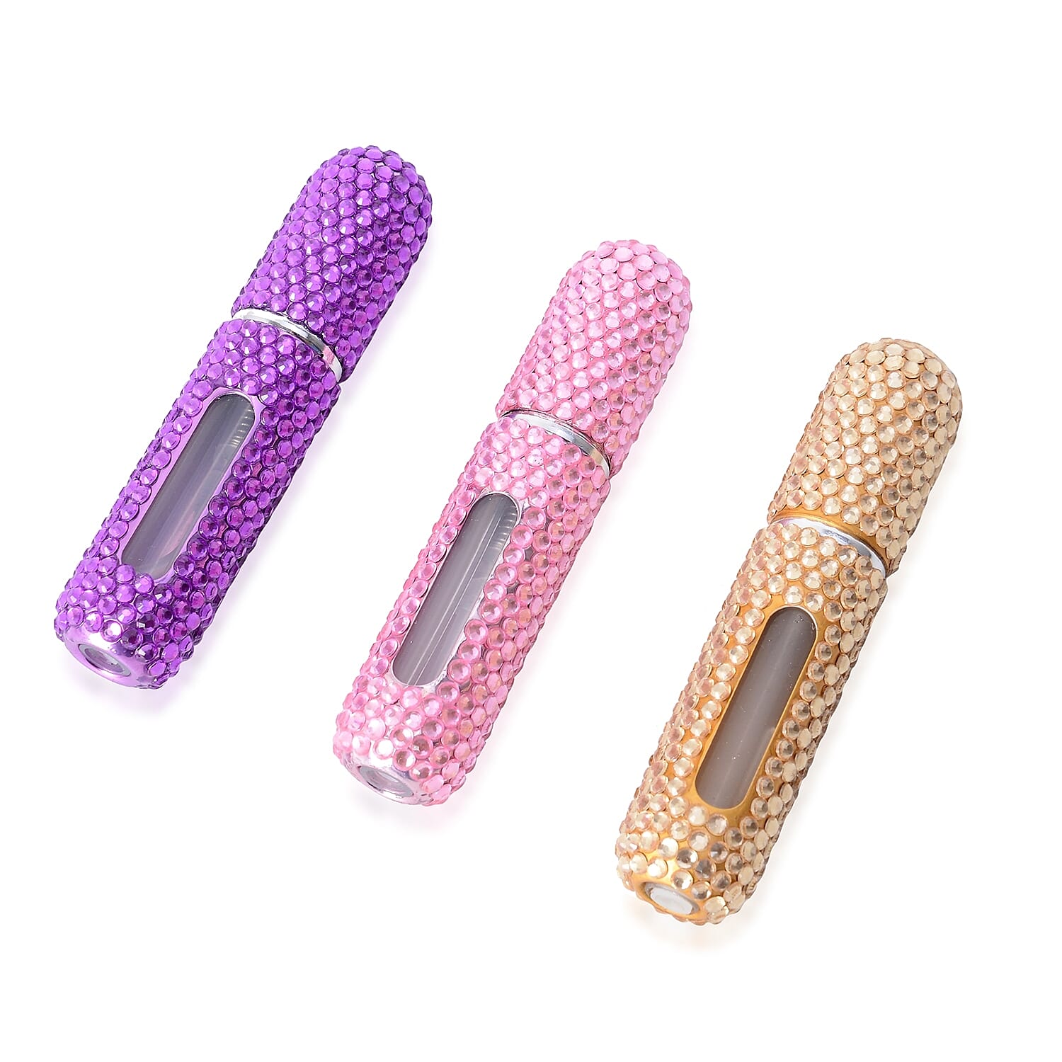 3 Piece Set- Purple, Pink and Golden Colour Pocket Perfume Bottles