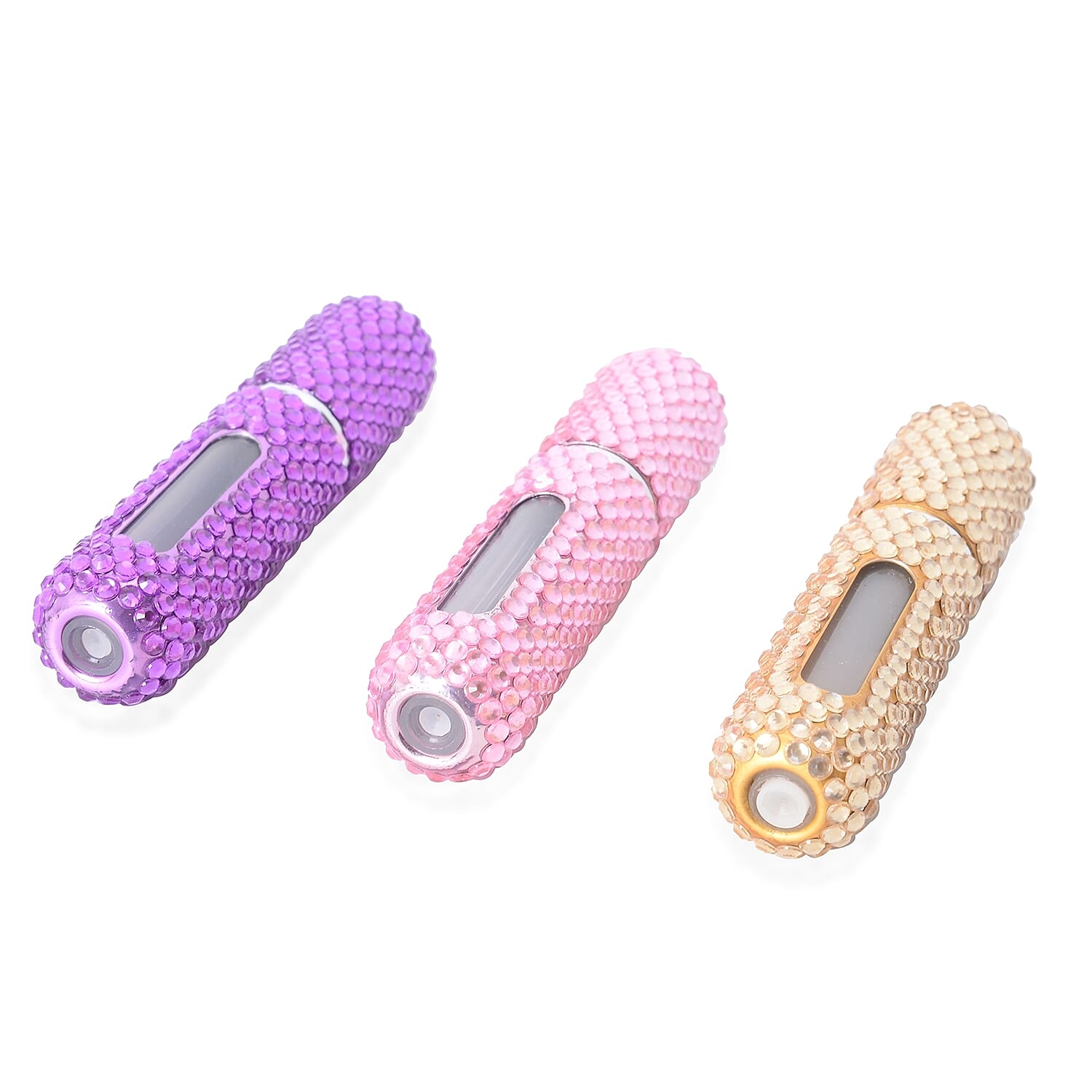 3 Piece Set- Purple, Pink and Golden Colour Pocket Perfume Bottles
