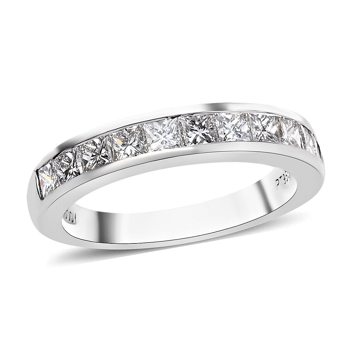 RHAPSODY 950 Platinum IGI Certified Diamond (Princess Cut) (VS-E-F) Half Eternity Band Ring 1.000 Ct.
