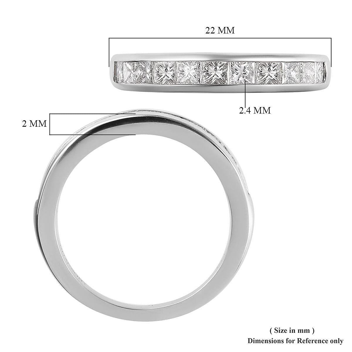 RHAPSODY 950 Platinum IGI Certified Diamond (Princess Cut) (VS-E-F) Half Eternity Band Ring 1.000 Ct.