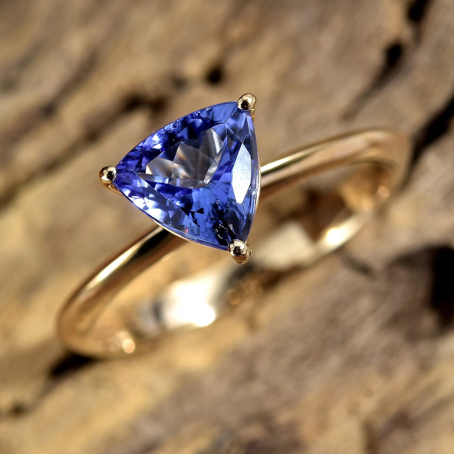 Close Out Deal- 14K Yellow Gold AA Tanzanite (Trl 6.5 mm) Solitaire Ring 1.000 Ct.