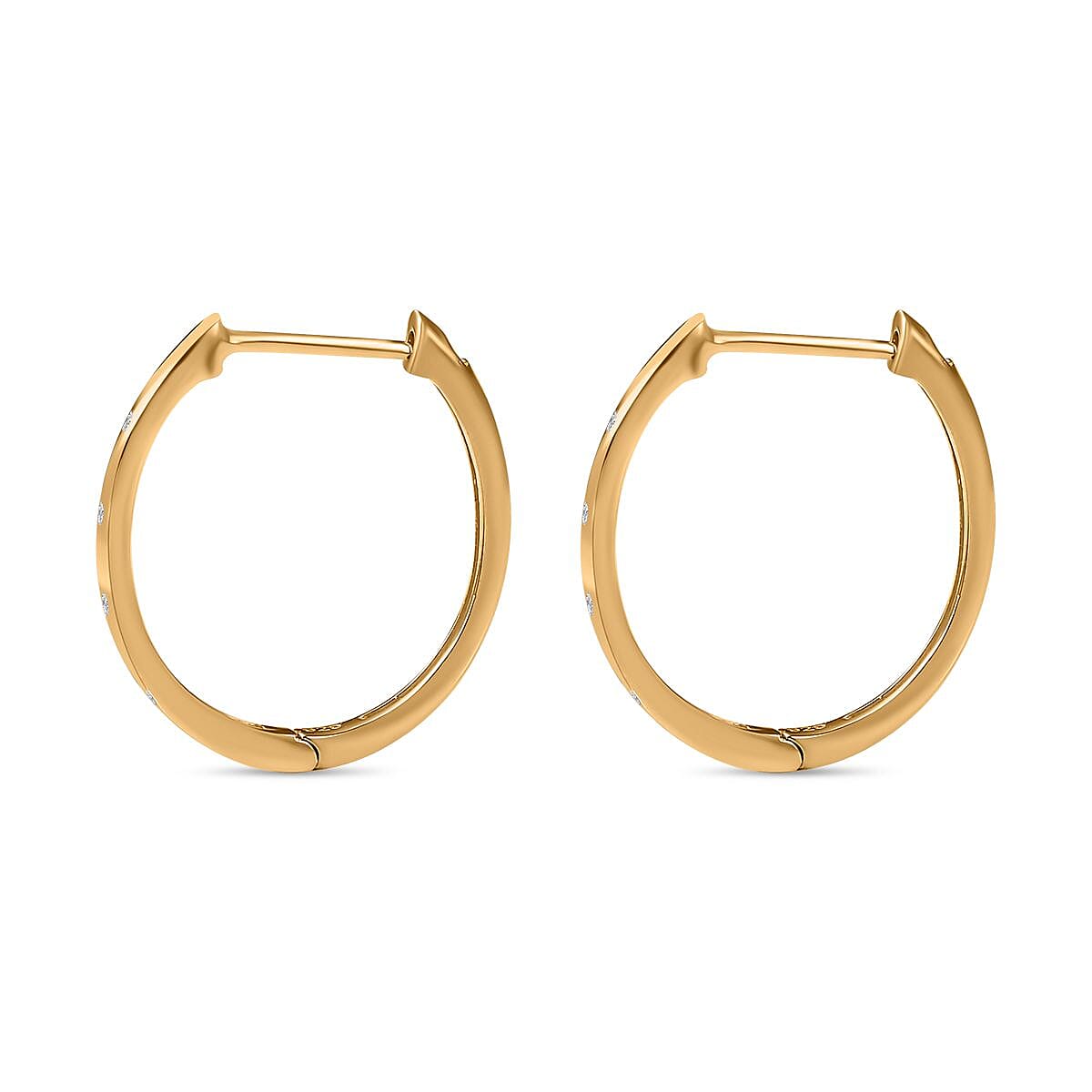 Diamond (Rnd) Hoop Earrings in 18K Vermeil Yellow Gold Plated Sterling Silver Diamond (Rnd) Hoop Earrings in 18K Vermeil Yellow Gold Plated Sterling Silver