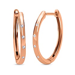 0.1 ct. Diamond Hoop Earrings in Rose Gold Overlay Sterling Silver