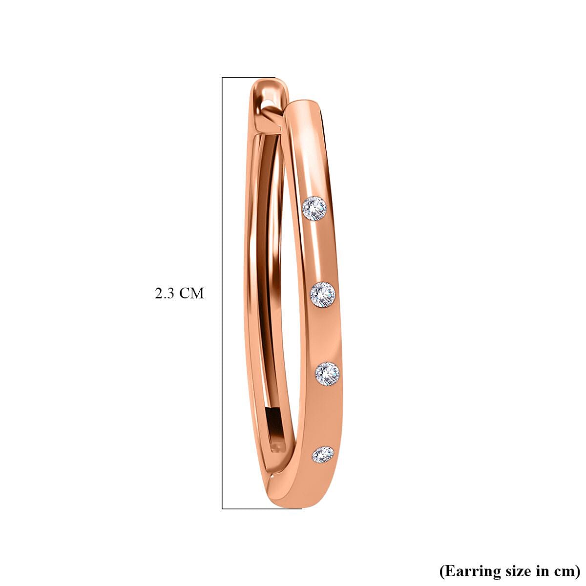 Diamond (Rnd) Hoop Earrings in 18K Vermeil Rose Gold Plated Sterling Silver