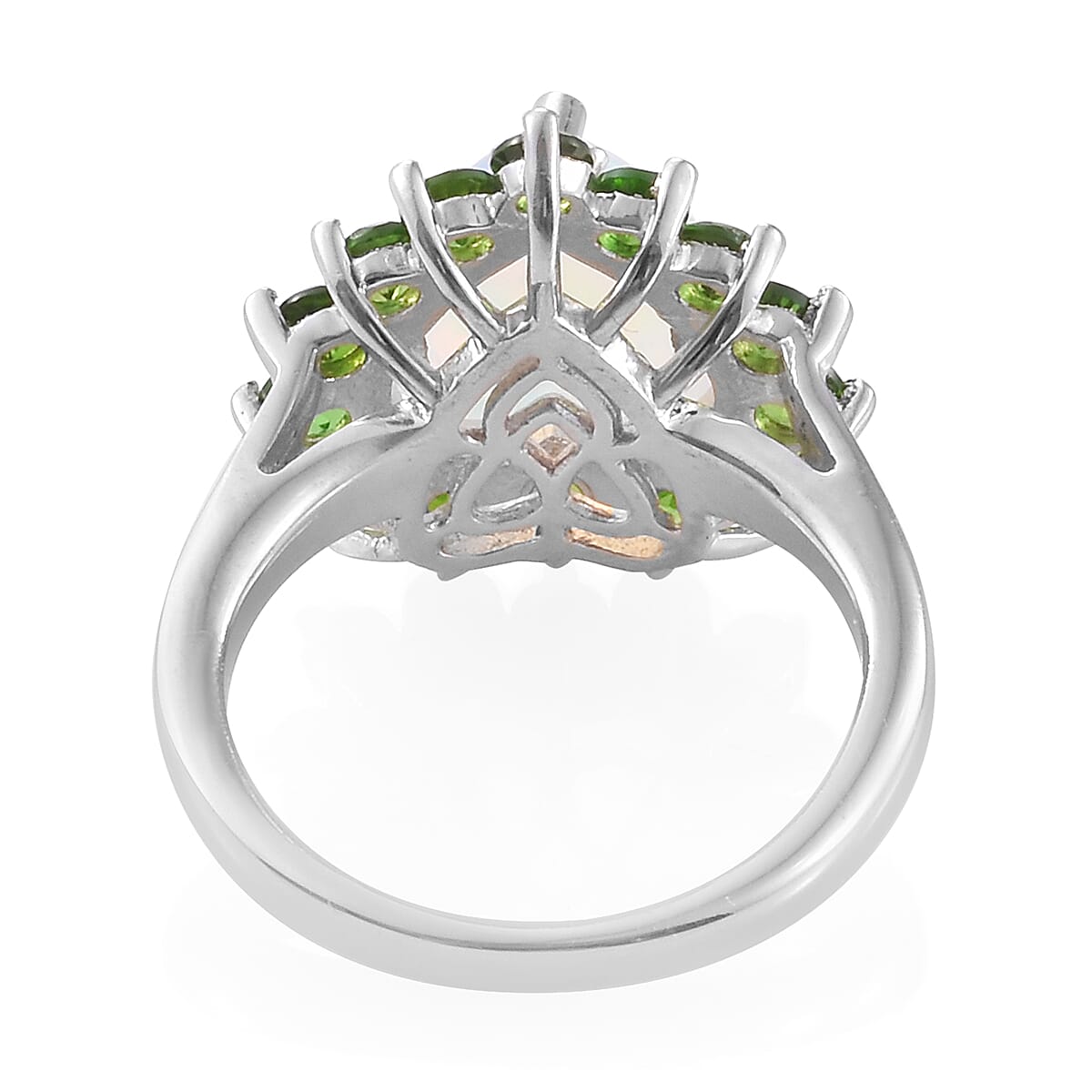 Ethiopian Welo Opal (Hrt 2.250 Ct), Chrome Diopside Ring in Platinum Overlay Sterling Silver 3.650 Ct.