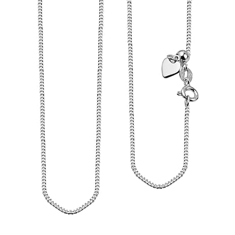 Sterling Silver Heart Slider Adjustable Curb Chain (Size 18-22) with Spring Ring Clasp