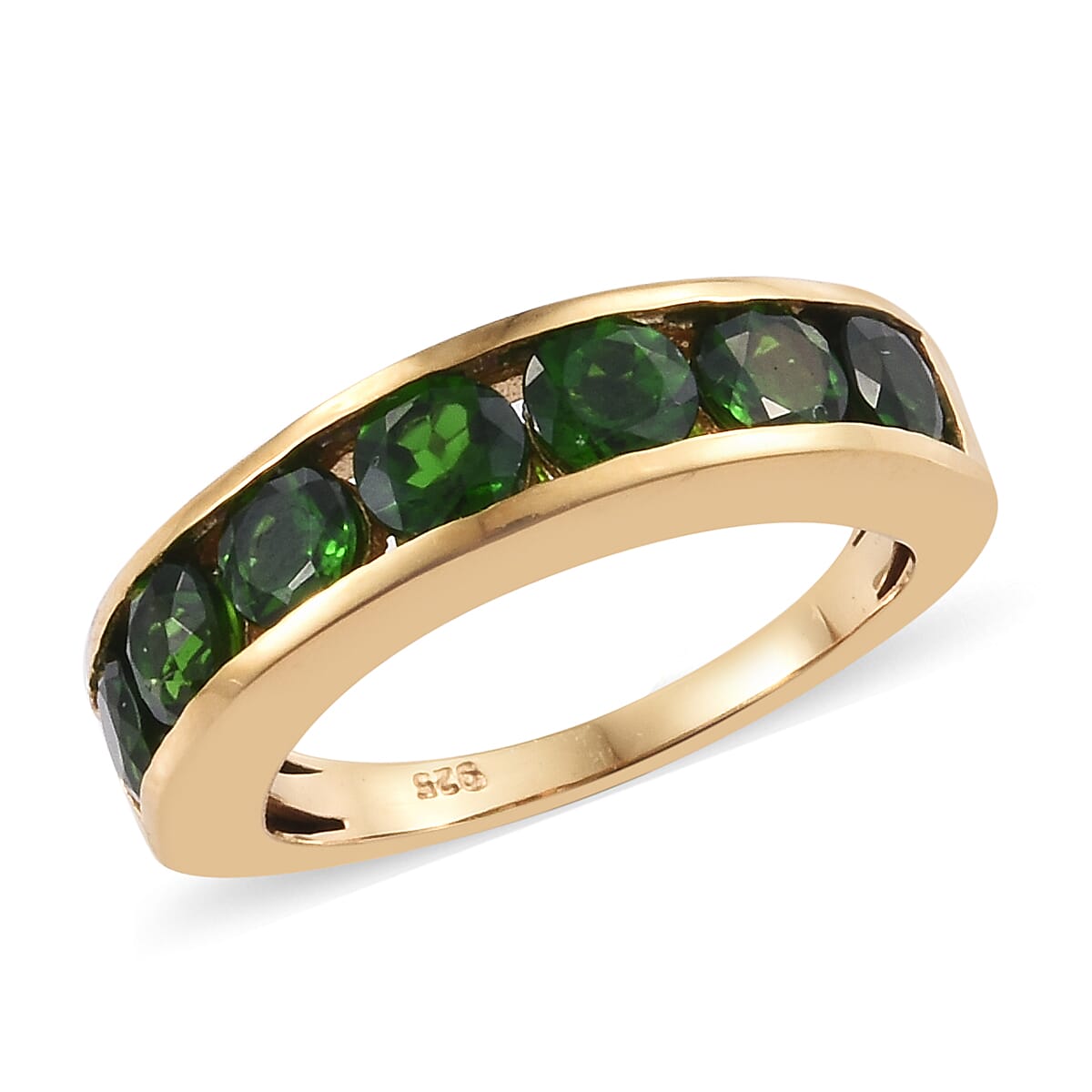 Chrome Diopside (Rnd 4 mm) Channel Set Half Eternity Band Ring in 14K Gold Overlay Sterling Silver 2.000 Ct.