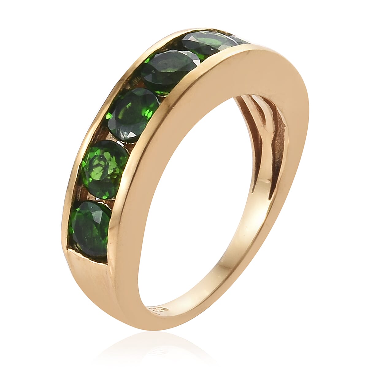 Chrome Diopside (Rnd 4 mm) Channel Set Half Eternity Band Ring in 14K Gold Overlay Sterling Silver 2.000 Ct.
