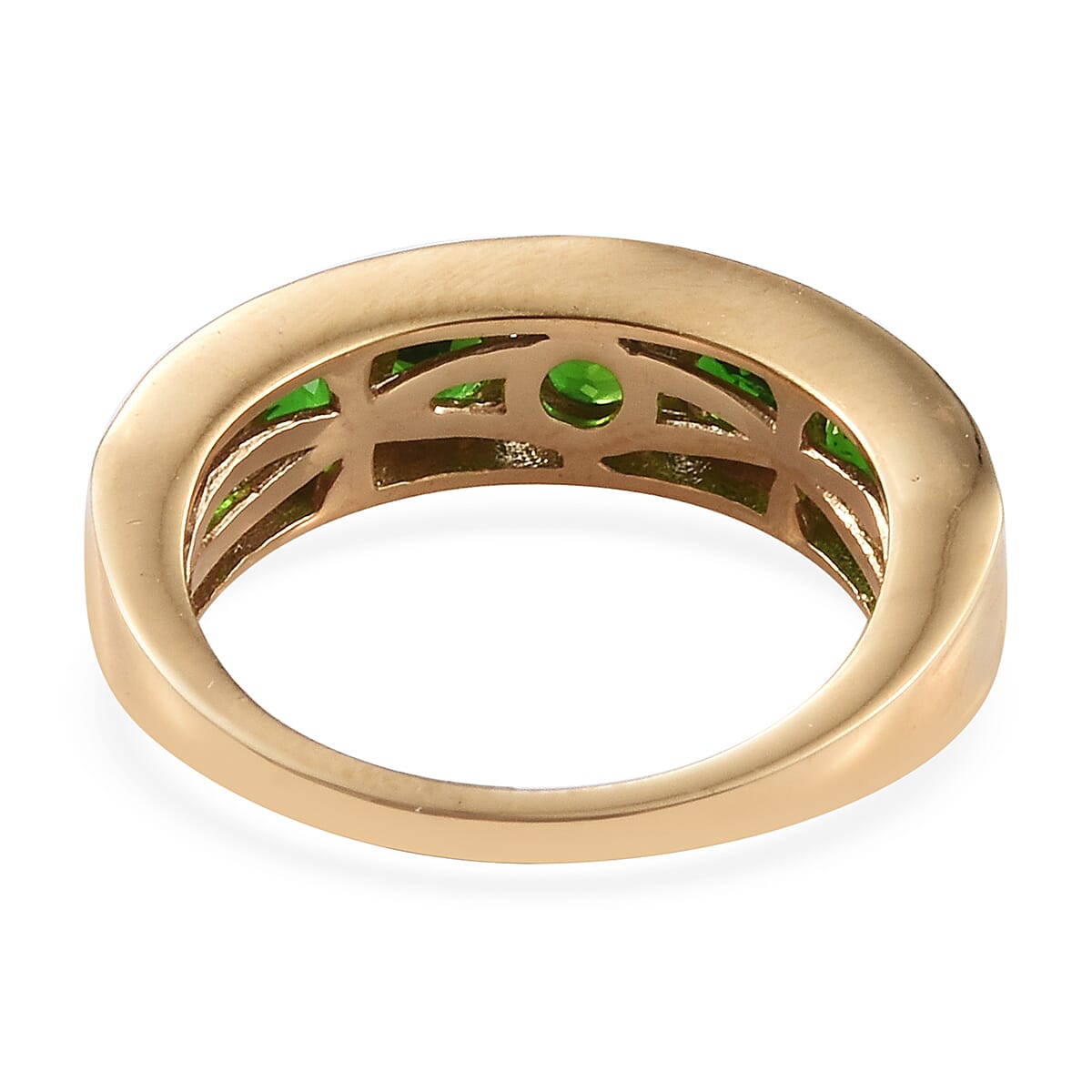 Chrome Diopside (Rnd 4 mm) Channel Set Half Eternity Band Ring in 14K Gold Overlay Sterling Silver 2.000 Ct.