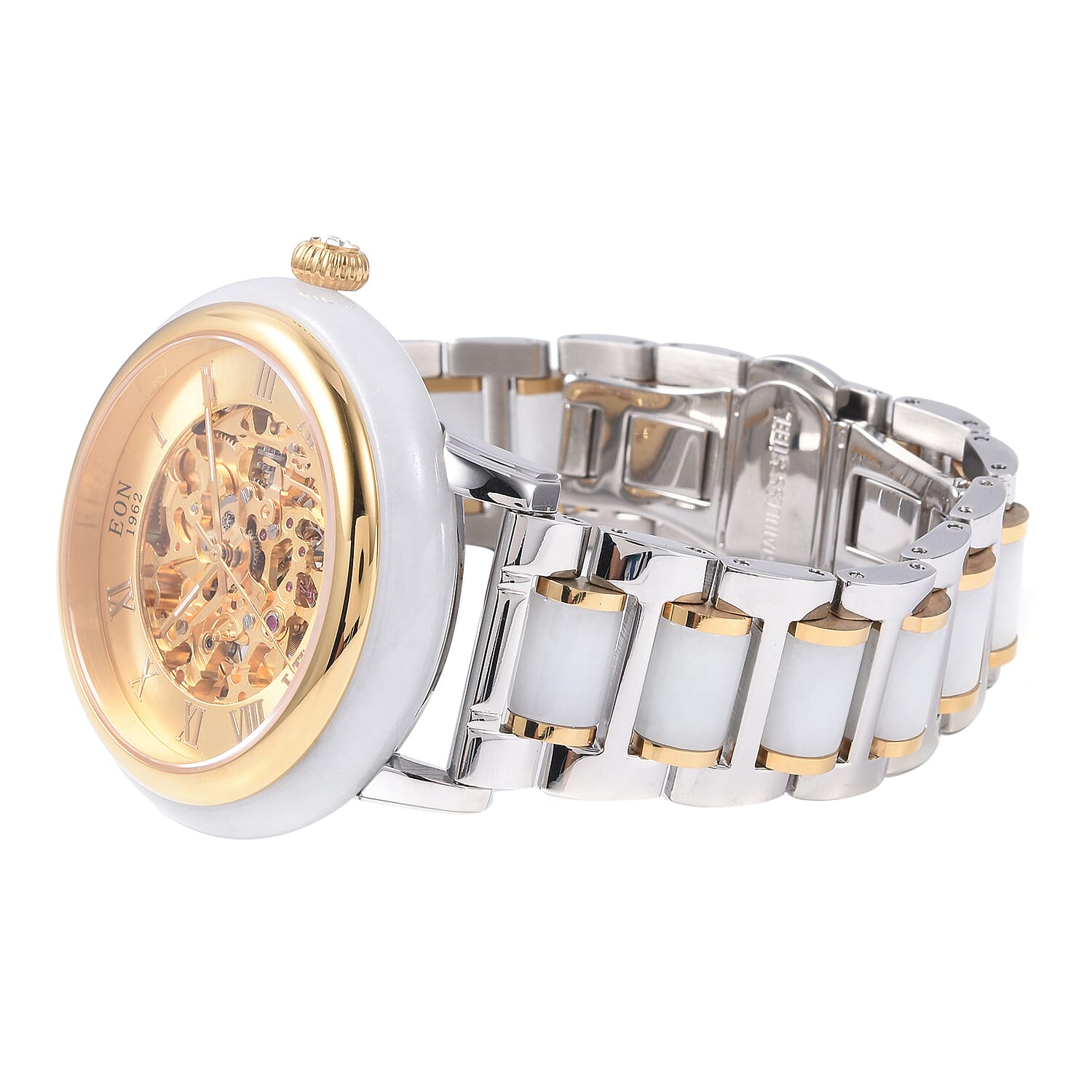 Limited Available - EON 1962 Hand Carved White Jade Japanese Skeleton Movement Water Resistant Watch