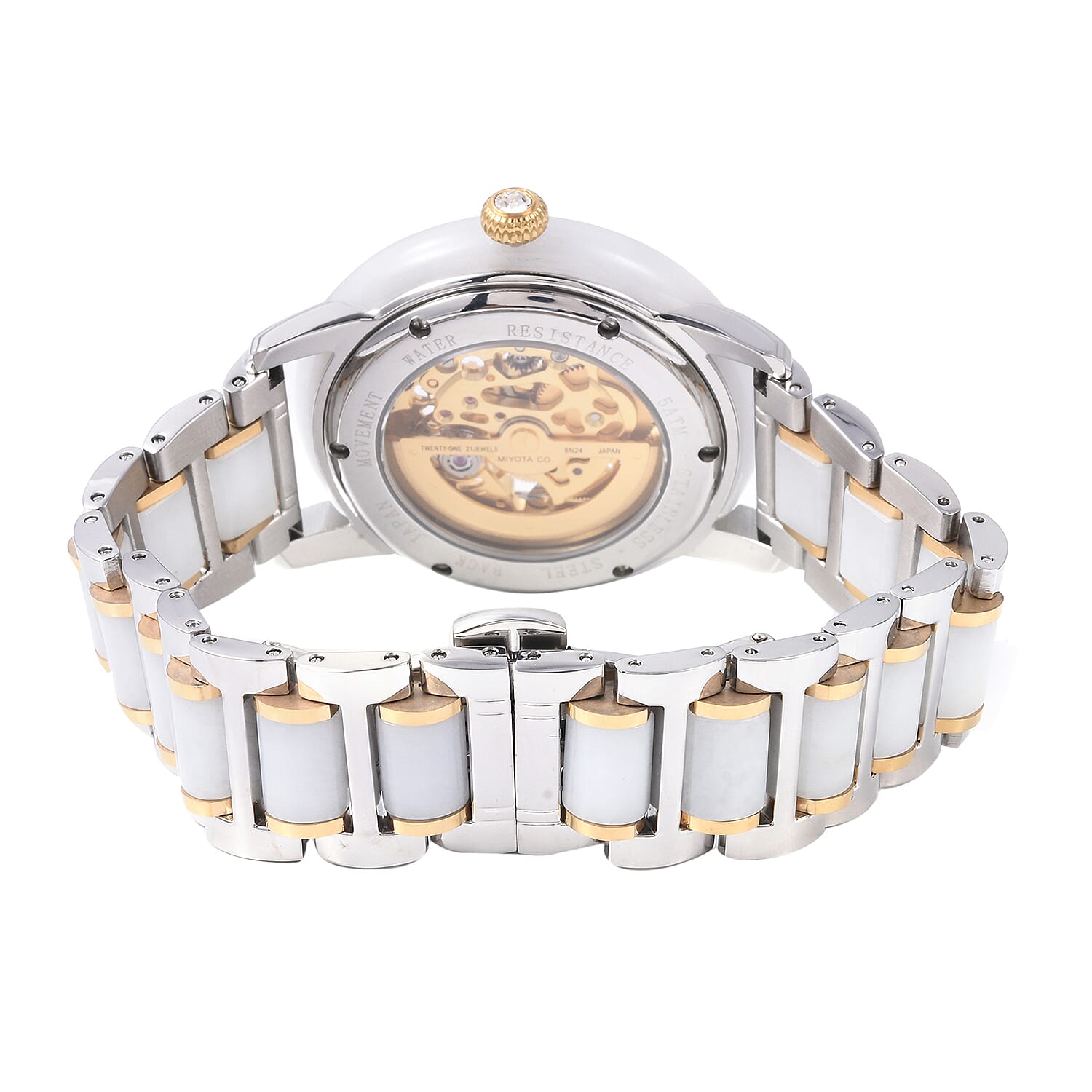 Limited Available - EON 1962 Hand Carved White Jade Japanese Skeleton Movement Water Resistant Watch