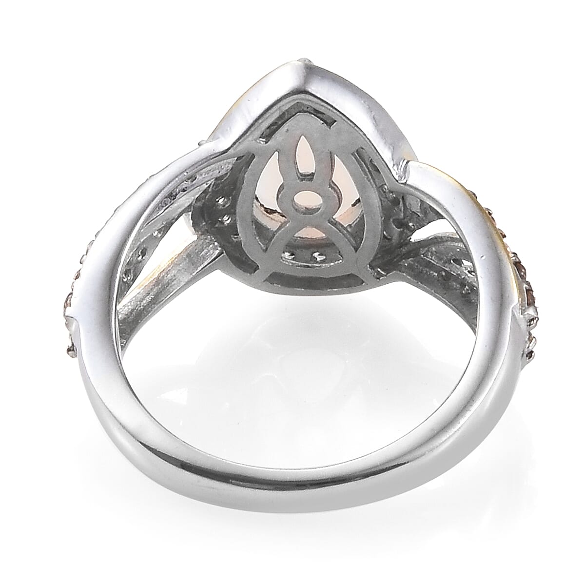 Ethiopian Welo Opal (Pear), Brown Zircon Ring in Platinum and Yellow Gold Overlay Sterling Silver 1.500 Ct.