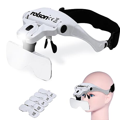 Rolson Magnifying Glasses with 2 LED Lights (3 AAA Batteries Included) - White and Black