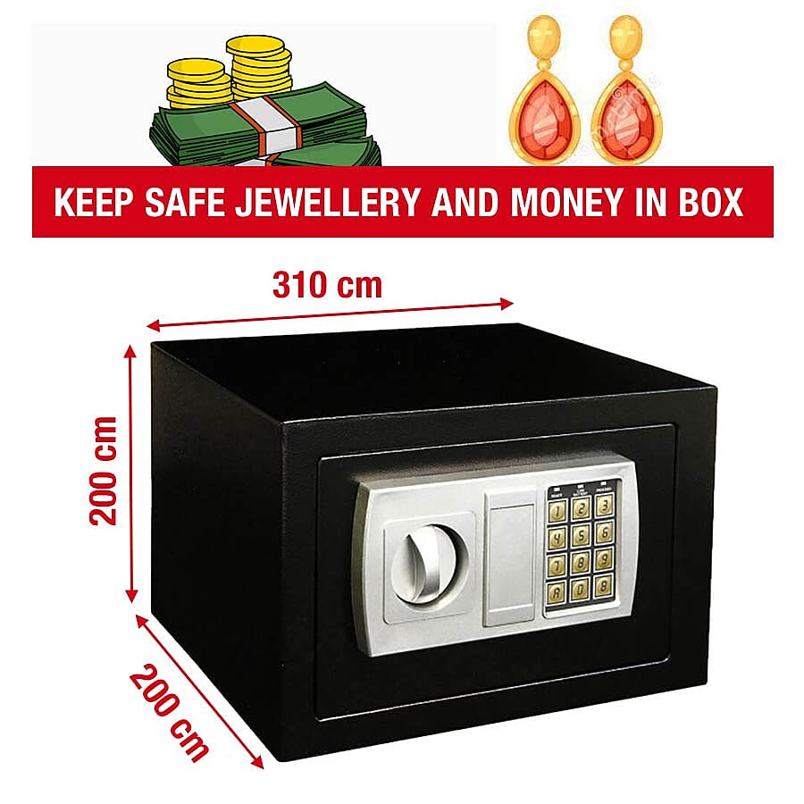 ROLSON Electronic Safe Box With Key And Digital Combination. Floor And Wall Bolting (30cm x 20cm x 20cm)