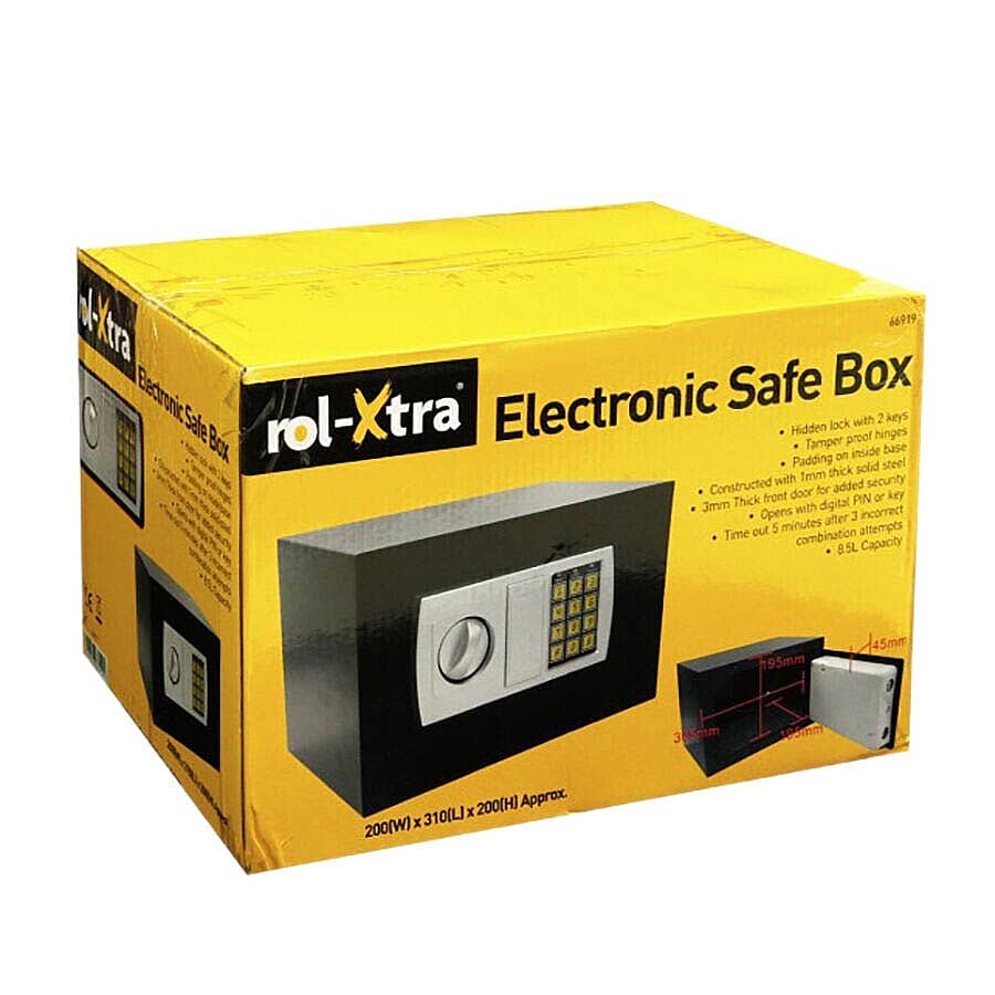ROLSON Electronic Safe Box With Key And Digital Combination. Floor And Wall Bolting (30cm x 20cm x 20cm)