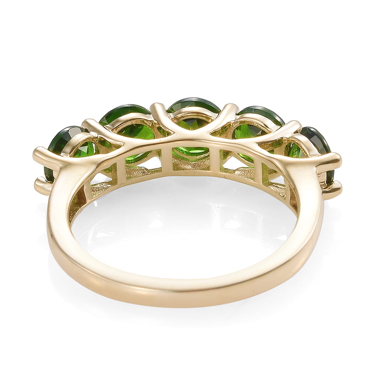 New York Close Out- 14K Yellow Gold AAAA Chrome Diopside (Rnd) Five Stone Ring 2.850 Ct.