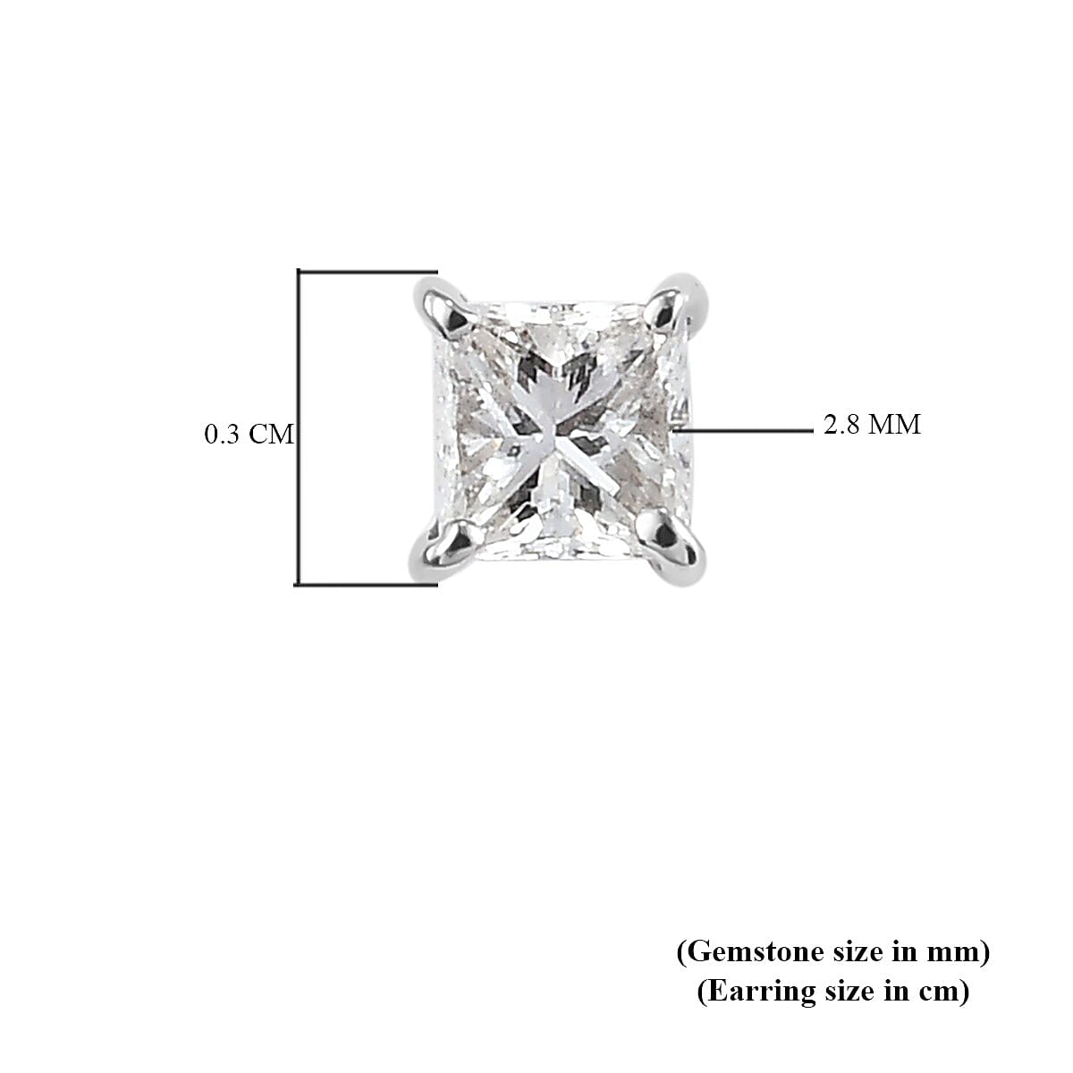 RHAPSODY 950 Platinum IGI Certified Diamond (Sqr) (VS/E-F) Stud Earrings (with Screw Back) 0.25 Ct.
