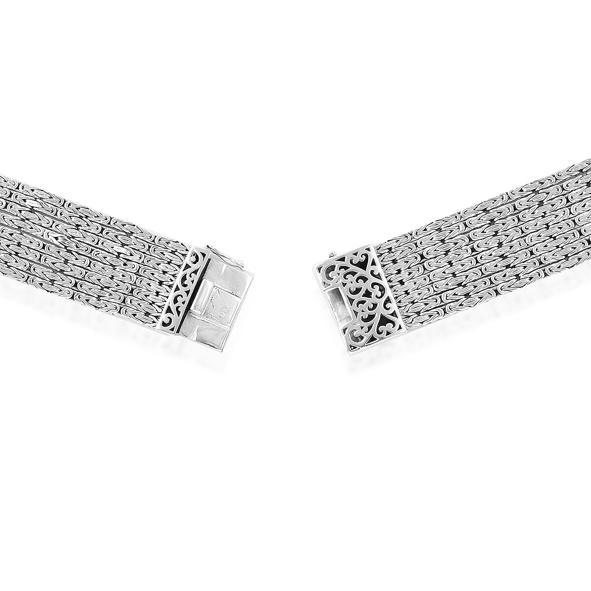 Royal Bali Collection EON 1962 Swiss Movement Sterling Silver MOP Tulang Naga Bracelet Watch (Size 6.75), Silver wt 69.46 Gms.