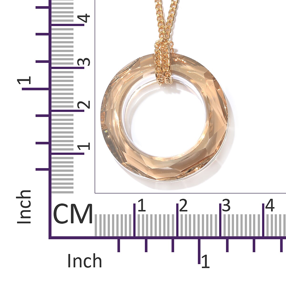 Lustro Stella -  Golden Shadow Crystal Pendant With Chain (Size 30) in 14K Gold Overlay Sterling Silver