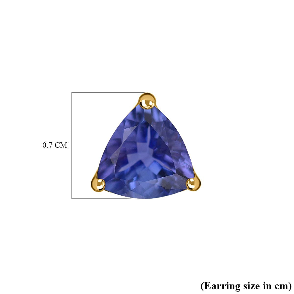 Tanzanite Stud Earrings with Push Back in 18K Vermeil Yellow Gold Plated Sterling Silver