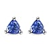 Tanzanite Trillion Solitaire Stud Earrings in Sterling Silver with Push Back