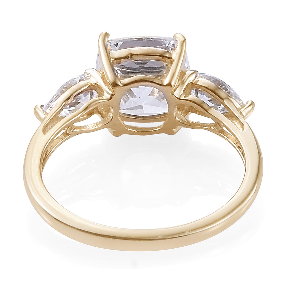 Lustro Stella - 9K Yellow Gold (Cush 8x8 mm) Ring Made with Finest CZ, Gold wt 1.90 Gms.