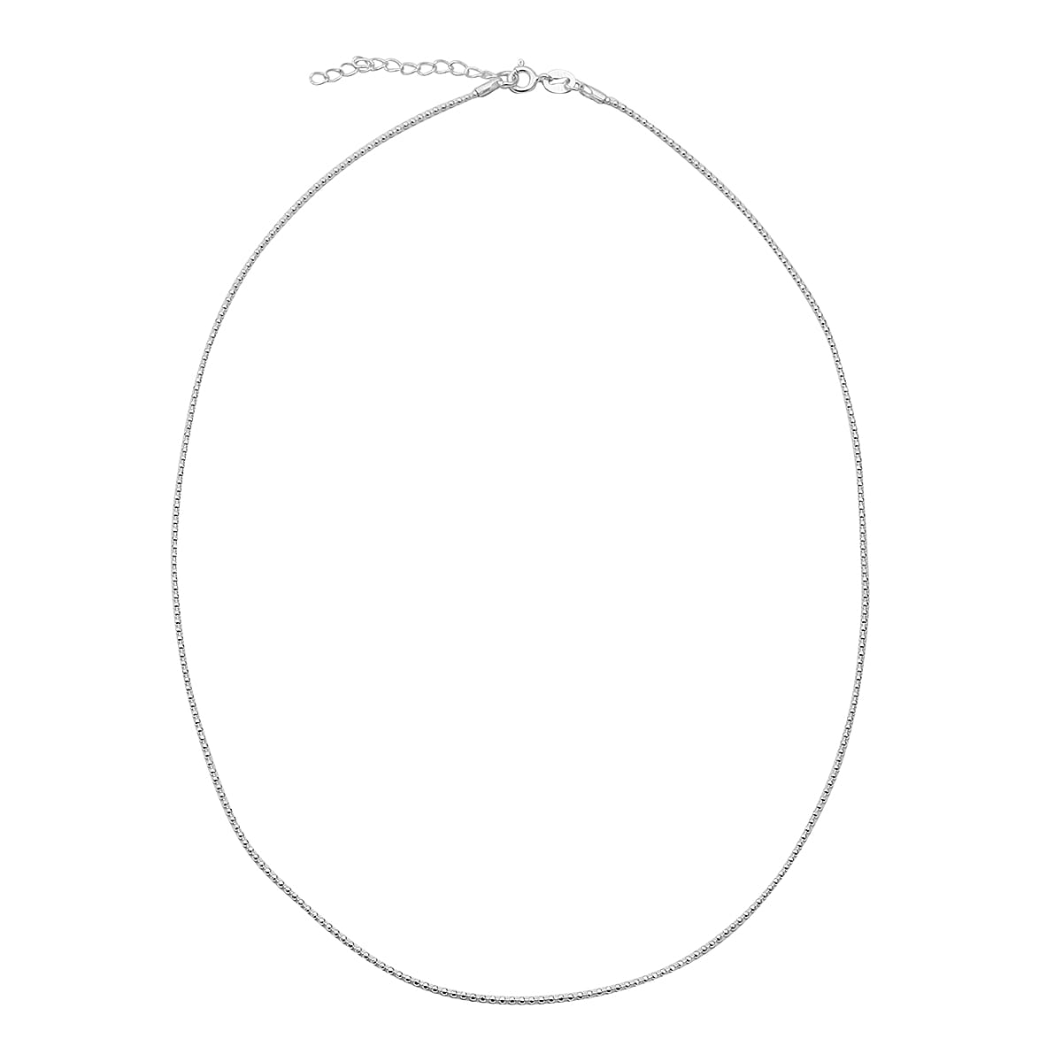 Italian Made-Sterling Silver Bead Necklace (Size 16 with 2 inch Extender)