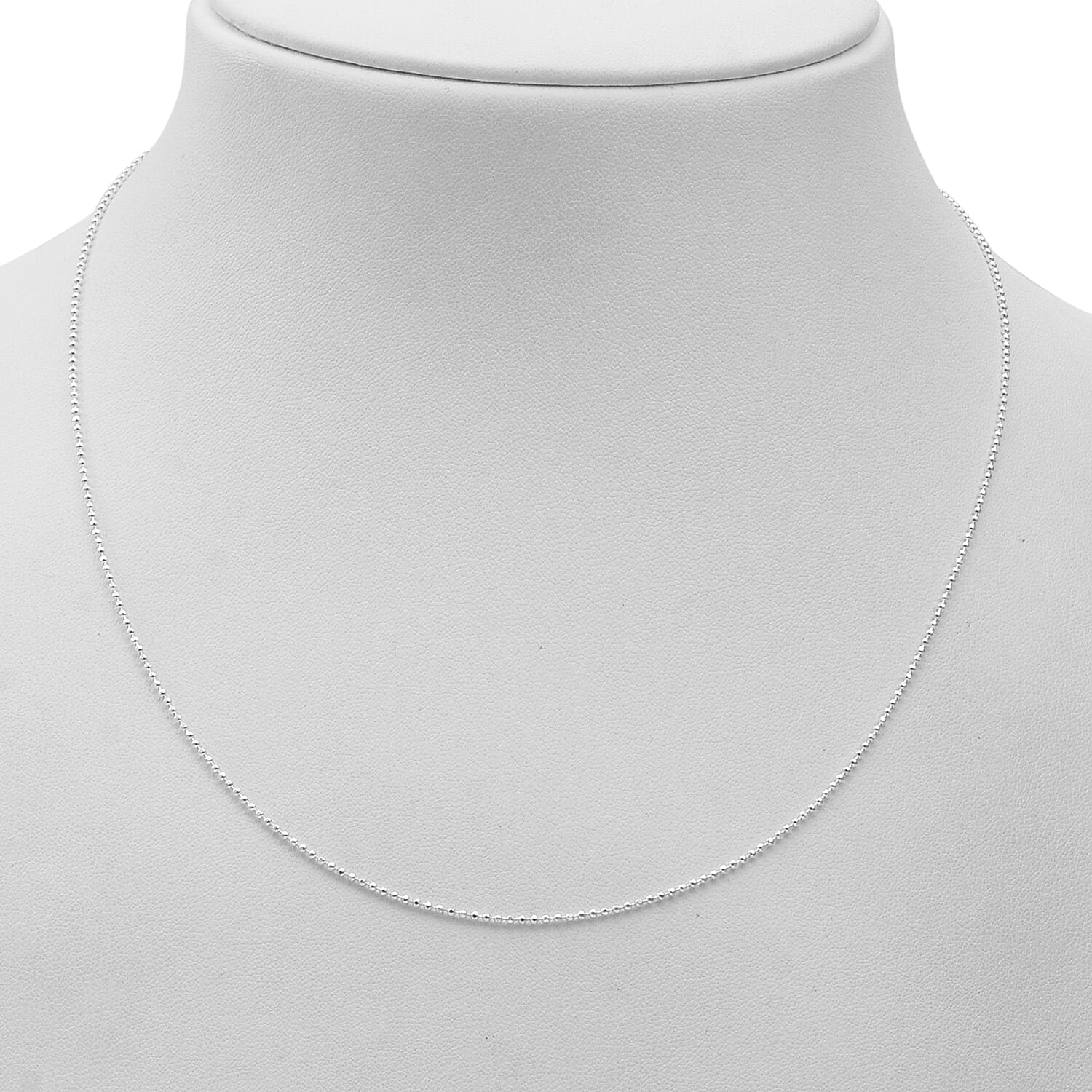 Italian Made-Sterling Silver Bead Necklace (Size 16 with 2 inch Extender)